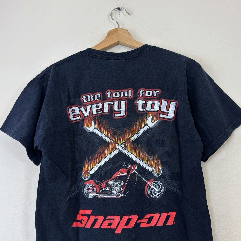 Vintage Y2k Snap-on Tools NASCAR Cars Mechanic Black Tee Shirt - Small - Picture 2 of 5
